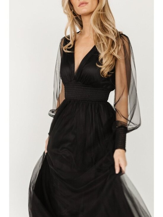 Baltic Born Dresses & Skirts - NEW Baltic Born Size Medium Black Tulle Maxi Dress Long Sleeve